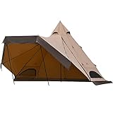 TOMOUNT Zelt Tipi Baumwolle Indianerzelt 2,8m Hoch Firstzelt für 6-8 Personen Pyramidenzelt mit Ofenloch für Zeltofen 4 Jahrzeit Campingzelt für Outdoor, Camping, Wandern, Trekking