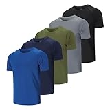 Cimic 5er Pack Sport Tshirts Herren Funktionsshirt Sportshirt Herren Kurzarm T Shirt Atmungsaktive Trainingsshirt Männer Fitness Gym Laufshirt Wandershirt Men Set 510 Black Grey Green Navy Blue L