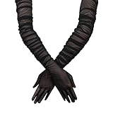 Schwarze Handschuhe Damen Lange Tüll Handschuhe Lange Spitze Transparente Handschuhe Vintage Nahtlose Handschuhe Opernparty Handschuhe für Hochzeit Abend Party Halloween Teeparty Kostüm Zubehör