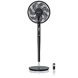 Brandson - DC Standventilator energiesparend ECO - Fernbedieung - Brushless Silent Motor, sehr leise - Preisträger 2024 – Oszilation - Ventilator Timer – 9 Stufen - Turbo Modus - schwarz