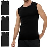 YouShow Unterhemd Herren Schwarz Tank Top Ärmellos Baumwolle Sport Muskelshirts Sommer 3XL 3er Pack