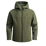 BASHAMAN Regenjacke Herren Leichte Komfortabel Atmungsaktiv Hoodie Jacke Bergsteigen Camping Trekking Outdoorjacke E-Army Green 3XL