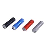 HOLIDYOYO 4 Stück Mini Aluminium LED Taschenlampe Leichte Kompakte Wasserdichte LED Handlampe in Rot Schwarz Blau und Silber Tragbar für Camping Outdoor Notfälle ohne Batterien
