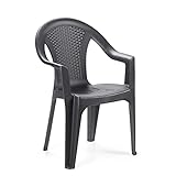Stapelbarer Monoblock-Stuhl, Rattan-Effekt, Made in Italy,...