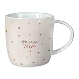 Grafik-Werkstatt Kaffeetasse mit Spruch 300 ml Porzellan Tasse Gute-Laune-Tasse, Beige