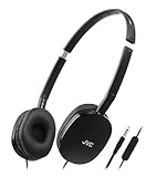JVC HA-S160M-B - Flats Faltbarer und kompakter Kopfhörer in Glossy Trendfarbe, mit Schalter für Mikrofon EIN/aus, ideal für Telearbeit und Online-Seminare (Schwarz)