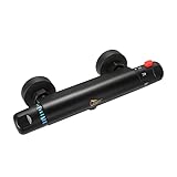 Duscharmatur Thermostat Schwarz, Uten Mischbatterie Duschthermostat mit 38 °C Sicherheitstast,Brausebatterie, Wannenarmatur für Badezimmer, Wanne