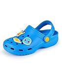 Pokémon Jungen-Clogs | Blaue Kinder-Slipper | Pikachu-, Charmander- und Schiggy-Anhänger | Sandalen für drinnen und draußen mit verstellbarem Riemen