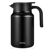 WYHVAND 1,5L Thermoskanne aus Edelstahl, Isolierkanne und Kaffeekanne für Heiß- und Kaltgetränke, staubdicht, ideal für Zuhause, Büro oder Party, Schwarz