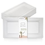wisefood Zuckerrohr Teller -50 Stück Bagasse Einwegteller rechteckig 26x13cm - Einmal Pappteller ideal als Partyteller oder Menüteller - Biologisch abbaubares Zuckerrohr Geschirr ohne PLA/PE