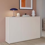 Forte Alice Springs Kommode 150 155, großes Sideboard mit 3 Schranktüren, Flur, Wohnzimmer, Schlafzimmer, Holzwerkstoff, Kaschmir Beige, 154,2 cm breit x 99,1 cm hoch x 34,9 cm tief