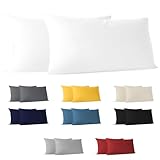 Dreamzie Kissenbezug 40 x 80 (Set mit 2) - 100% Jersey Baumwolle 150 g/qm Kissenbezüge -Weiß - Für Kissen 40 x 80 cm - Kissenhülle - Kissenbezug - Resistent und Hypoallergen