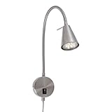BRILONER - LED Bettlampe, Bettleuchte Flexarm, inkl. An-/Ausschalter, schwenkbar, 4,7 Watt, 350 Lumen, Schlafzimmerlampe, Büroleuchte, warmweiße Lichtfarbe, Metall, 45x20,5 cm, Matt-nickel