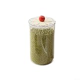 Transparente runde PET-Vorratsdose – transparenter Küchenbehälter für trockene Lebensmittel, Snacks, Gewürze – luftdichter Behälter mit Silikonring (2000 ml)