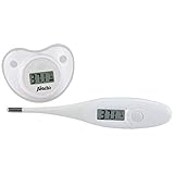 Alecto BC-04 Fieber-Thermometer Set - Schnuller Fieber-Thermometer - Digitales Fieber-Thermometer - flexibel und genau - speichert letzte Messung - weiß