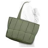 Handtasche Damen Shopper, Aesthetic Tote Bag Mit Kosmetiktasche Große Canvas Tasche Damen Laptoptasche Reisetasche für Büro Arbeit Schule Fitness Reisen und Freizeit,Grün