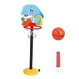 F Fityle Basketballkorb für Kinder mit Ständer, Basketballständer, Cartoon-Spielzeug für den Garten, multifunktionales Basketballspielzeug für Kleinkinder für, Meerestier