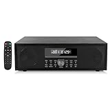 Kompaktanlage mit CD Player, Micro-HiFi-Anlage 2x20W Lautsprechersystem, Mini-Stereoanlage mit UKW-Radio, Bluetooth, Aux-Eingang, USB-Eingang, HiFi-Musikanlage mit Audio-Ausgang (CD169, Retro Schwarz)