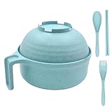 Ramenküchen für die Mikrowelle, sichere Ramenschüssel, Ramen-Nudelschale mit Essstäbchenlöffel, sichere Nudel-Küchenschüssel, Instant-Kocher für die Spülmaschine