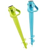 com-four® 2X Sonnenschirmhalter zum Eindrehen - Bodenhülsen für den Garten - Standfuß für Schirme - Erdspieße - leichte Schirmständer aus Kunststoff (02 Stück - grün + blau)