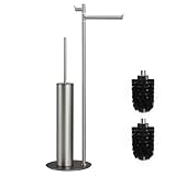 DAZI WC Klobürste Multifunktionaler Stehend, Nickel gebürstet WC Garnitur stehend aus Edelstahl mit Bürste, Toilettenpapierhalter mit Reinigungszubehörhalter
