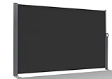 BelleMax Seitenmarkise ausziehbar, breiter 20 cm, 180 x 300+20 cm, Wandmakise Sichtschutz Sonnenschutz Windschutz, Seitenrollo für Terrasse, Garten, Seitenmarkis Dunkelgrau