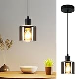 ZMH Pendelleuchte Esstisch Hängelampe Vintage - Retro Glas Hängeleuchte E27 Fassung 1 Flammig Esstischlampe Industrial Style Schwarz Pendellampe für Wohnzimmer Schlafzimmer Esszimmer Küche Hotel
