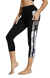 Flatik Sport Leggings Damen 3/4 Damen Sporthose，Damen Blickdicht Laufhose，yogahose Sporthose Leggings Fitnesshose Laufende Leggings L