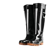 PZOFERLIN Gummistiefel rutschfeste Gummistiefel aus Kunststoff for Angeln, schwarz, Verschiedene Größen(Black Long Hair,42 EU)