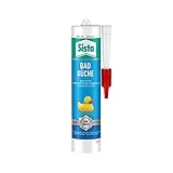 SISTA BAD KÜCHE weiß, Dichtstoff, schimmelresistent ausgestattetes, langlebiges Silikon für Küche und Bad, wasserdichter Fugenfüller, 1x280ml Kartusche