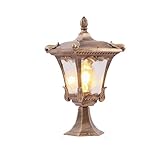 Standleuchte Aussen Pollerleuchte Retro Industrielle Säulenlampe Im Freien Wasserdichte Gartensäulenscheinwerfer, E27 Hofdekoration Gartenpfostenlampe for Patio-Gartendeck Dekorativ(Bronze,36cm)