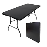 CHEFGASTRO Klappbarer mobiler Buffettischmit Tragegriff | HxBxT 74x180x74cm | Für 6 Personen In- & Outdoor Schwarz Campingtisch Partytisch Klapptisch