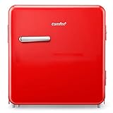 Comfee RCD50RE1RT(E) Mini-Kühlschrank/Retro Kühlschrank / 47L Kühlbox / 50cm Höhe / 100 kWh/Jahr/Einstellbare Temperaturregelung/Verstellbare Standfüße/Rot