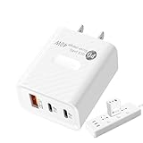 USB-Ladeblock – Reiseladegerät, Ladeblock, Typ-C-Adapter 40 W, Reisestecker-Adapter, Schnellladung, 3-Port-Wandladegerät für Smartphone, Tablet, Laptop