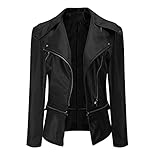 Rumity Damen Jacke klassisch Bikerjacke elegant Retro Übergangsjacke kurz Windjacke Damen Kunstlederjacke Jacke Damen Herbst Blazer Damen Größen S - 4XL