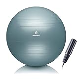 BODYMATE Gymnastikball Sitzball Trainingsball mit GRATIS E-Book inkl. Luft-Pumpe, Ball für Fitness, Yoga, Gymnastik, Core Training, für starken Rücken als Büro-Stuhl COOL-Grey-Blue 65cm