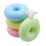 Klebefilm Klebebandabroller Tischabroller Tape Abroller - Donut Form Mini Bandschneider Schreibtisch Accessoire Fester Stand FüR Schule, Zuhause Und BüRo, Pink Gelb Blau GrüN 4 StüCk