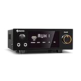 auna AMP-2 DG Stereo-HiFi-Verstärker - 2 x 50 Watt RMS, Bluetooth, 2 x Digital-In: optisch & coaxial, USB, AUX- und DVD-Eingang, Regelbar: Bässe, Höhen, Balance, Echo, LED-Display, schwarz