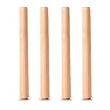 4 Stück Möbelfüße Holz Möbelbeine Aus Holz Runde Form Tischbeine Massivholz Vertikal Möbelfüsse Ersatz Möbelbeine Sofabeine für Sofa Schrank und Bett(50cm)