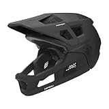 Qianly Erwachsener Mountainbike Fahrradhelm Radhelm mit Abnehmbarem Kinnschutz für Den Vollen Gesichtsschut, Atmungsaktive BMX MTB Helm, Fullface Helm für Damen und Herren, 54-61CM, Schwarz