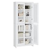 FOREHILL 190 cm Vitrinenschrank, Bücherschrank mit 4 Türen...