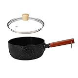 THRU Pfanne Style Saucepan with Covers Non Stick Frying Pan Lids Stainless Steel Milk Soup Pot Hot Home Kitchen Accessories (Color : Black)