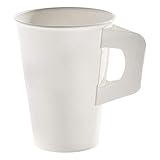 FALAMBI 160 Stk. Henkelbecher Kaffeebecher weiß, Pappe beschichtet, 180 ml / Caféhaus-Flair versprühender Henkelbecher mit hoher Stabilität und Porzellan-Tassen-Handling
