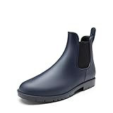 DREAM PAIRS Gummistiefel Herren Halbhoch Chelsea Boots Gummischuhe Herren Arbeitsschuhe Wasserdichte Stiefel,Size 42,Blau,SDRB2401M-E