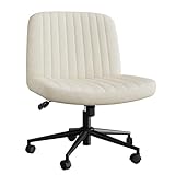 Fiona's magic Bürostuhl ohne Armlehnen, Höhenverstellbar Schreibtischstuhl, Drehstuhl mit Rollen, Lesesessel mit Breiterem für Haus, Wohnzimmer, Schminktisch, Beige