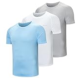 ZENGVEE 3er Pack UV Shirt Herren Rashguard UPF 50+ UV Schutz Shirt Schwimmshirt Herren Lässig Sonnenschutz Sport Tshirt Männer Atmungsaktiv für Outdoor Wasser Surfen Schwimmen (0818-Blue Gray White-M)