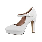 Elara Damen High Heels Pumps Riemchen Vintage Chunkyrayan ZZ22320 White-39