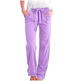 Cropped-Hose für Damen, Cargohose, kariert, Country, Business, Camouflage, dehnbar, Arbeitshose für Damen, formelle Knöpfe, normale Passform, niedrig, gemustert, ausgestellt, Cargohose, violett, 4XL