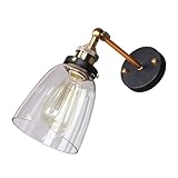 SEWACC Vintage Wandleuchte mit Fassung Dekorative Wandlampe für Balkon Arbeitszimmer Bar und Geschäft Kompatibel mit LED und Glühlampen Einfache Installation Langlebiges Metallgehäuse