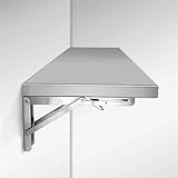 Wandtisch Klappbar Drop-Leaf-Wandklapptisch, Robuster Klapptisch Mit Edelstahl 304, Verdickter Klappständer, 0,8 Mm Dicke Oberfläche Aus Gebürstetem Edelstahl
